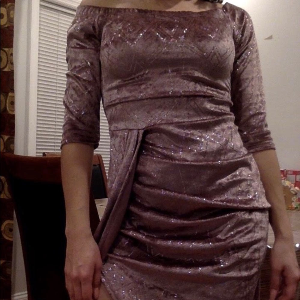 Plum / pink / purplish colored dress with slit